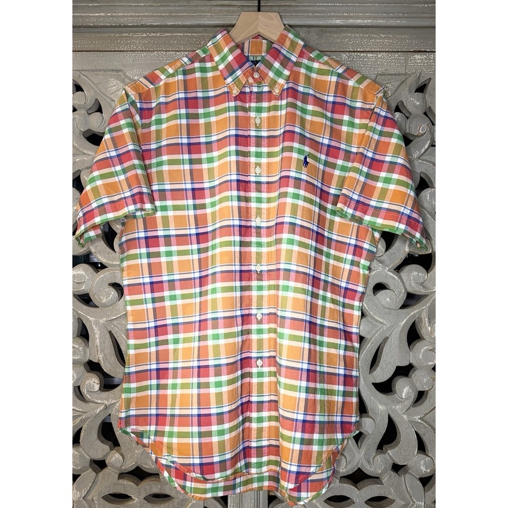 Ralph Lauren Classic Fit Button Down Shirt Men's M Multicolor Plaid Pony Cotton